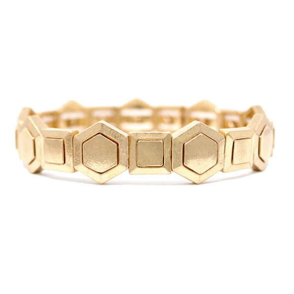 Square & Hexagon Cast Linked Bracelet - Picture 1 of 2